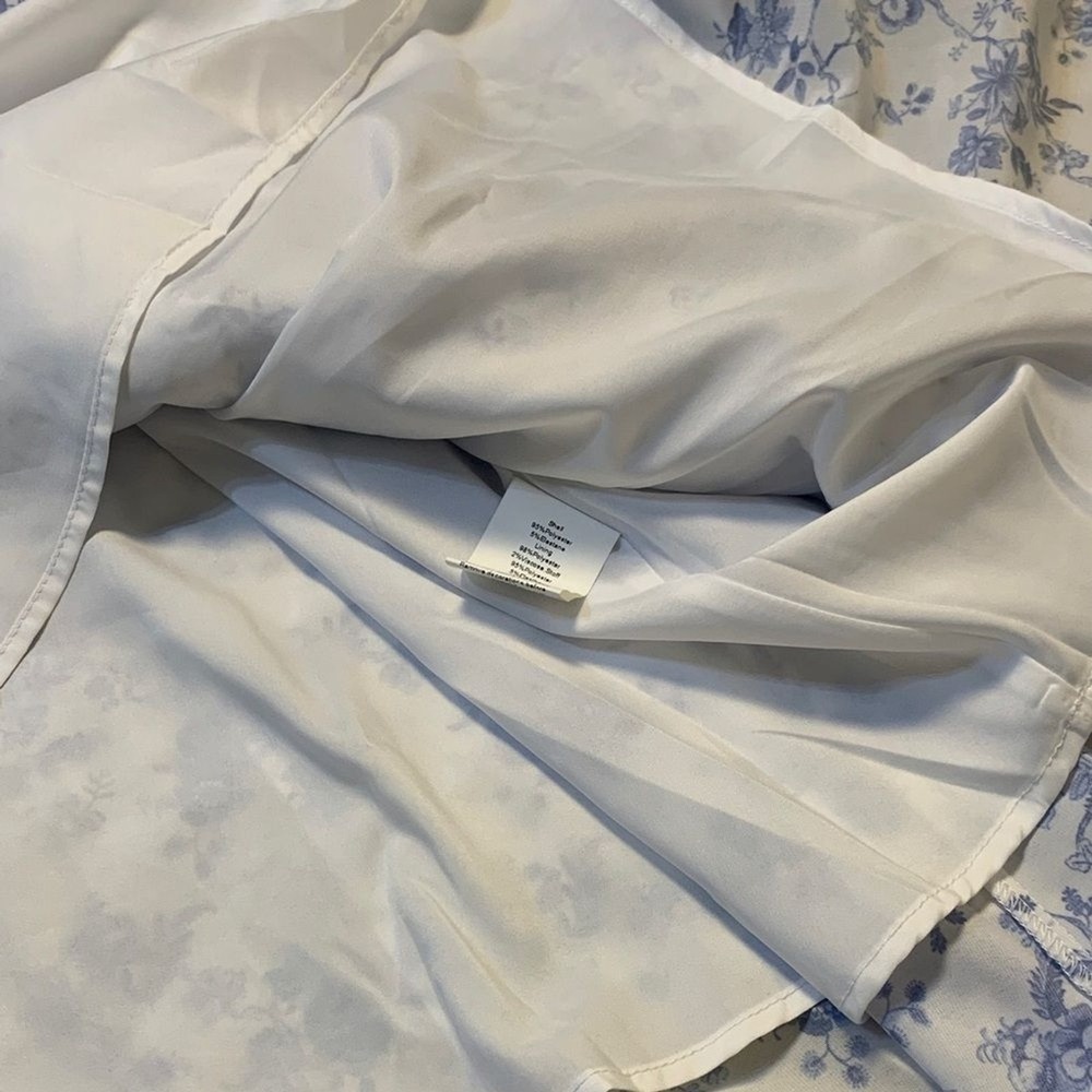 Belle Poque Midi Dress Womens XL Blue White Floral Ruffle‎ Smocked Back NWT - Picture 10 of 11